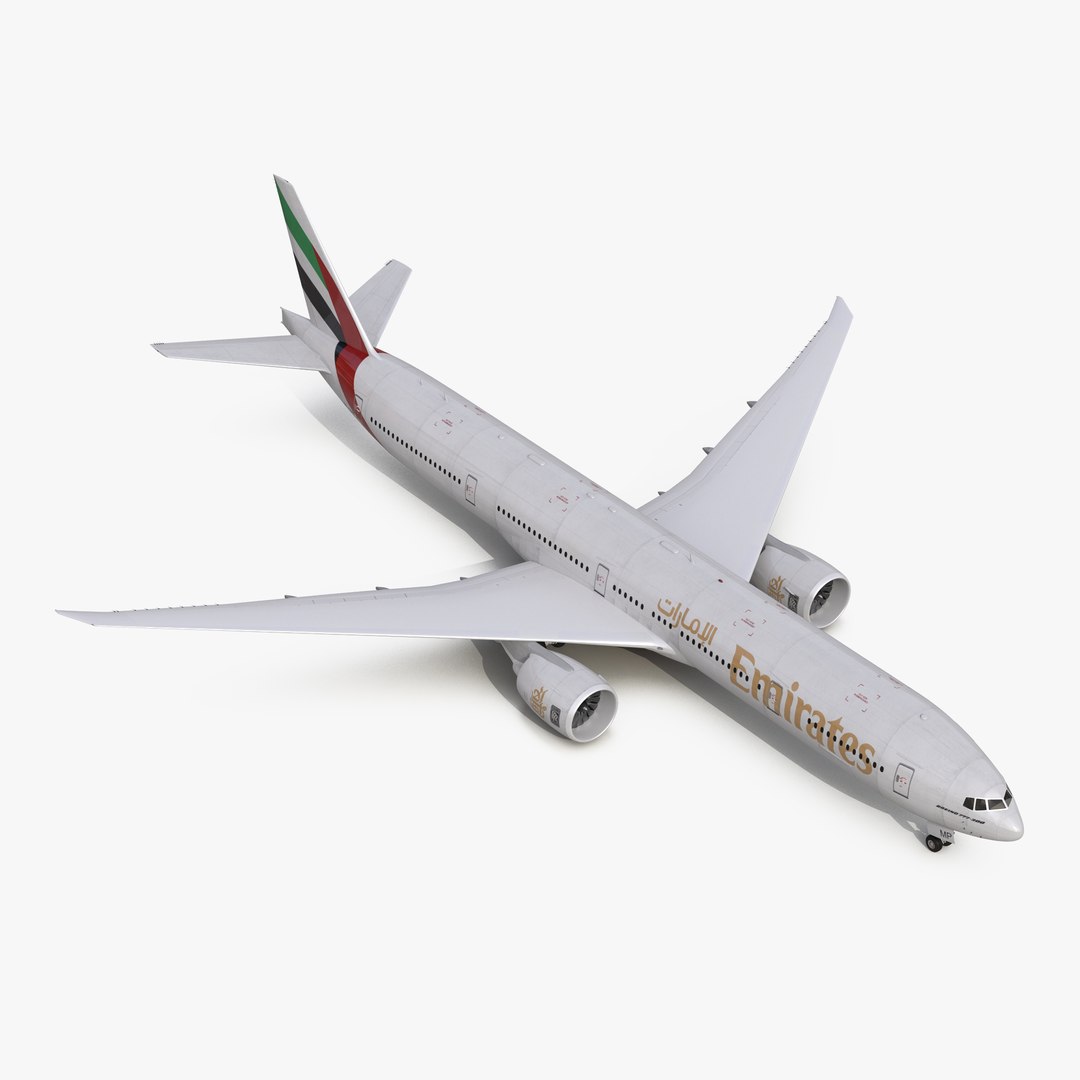 Boeing 777-300 Emirates Airlines 3D model preview
