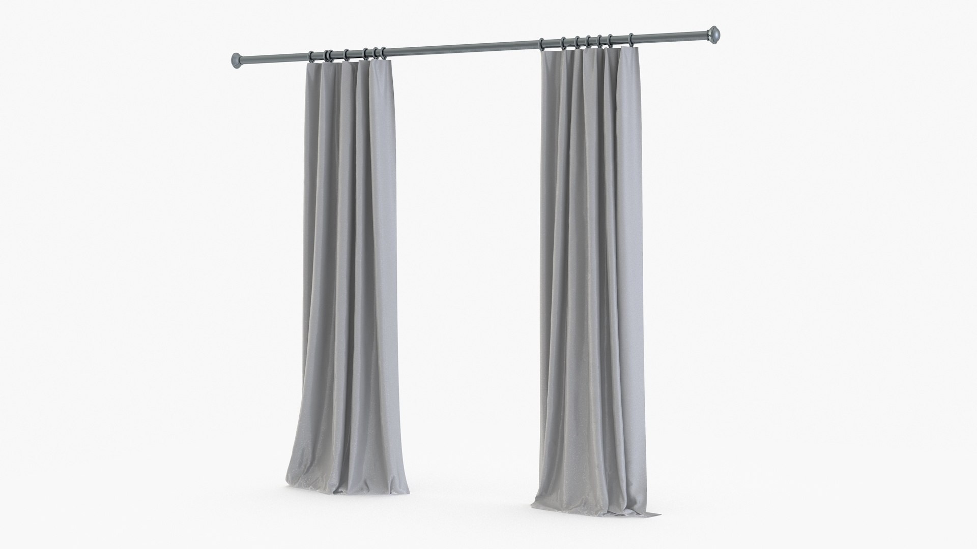 Classic Curtains on Metal Rod 3D model preview