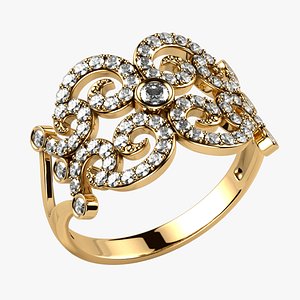 3D Barocco Elegant Gold Ring
