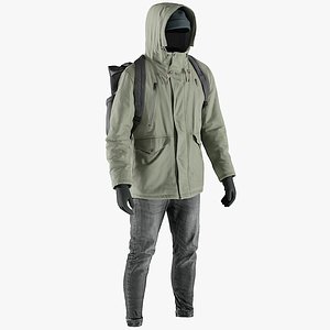 Men's Pants with Pullover, Coat, Gloves, Hat and Backpack 13