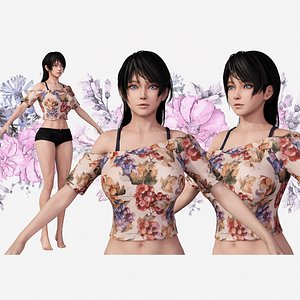 Cute Girl pbr blender rigged