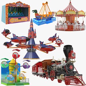 park amusement ride ferris wheel 3D model