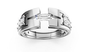 3D Stylish Emerald Cut Ring model