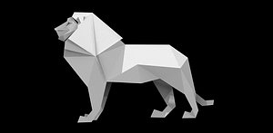 origami lion 3d obj