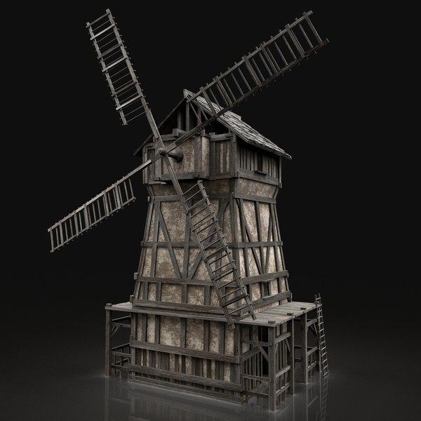 Moinho de vento antigo na cidade medieval criado com ai generativo