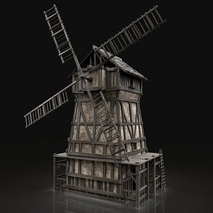 ENTERABLE AAA NEXT GEN MEDIEVAL CITY TOWN GRANARY WINDMILL SILO
