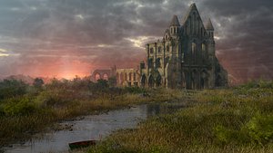 Whitby Abbey Landscape 3D model