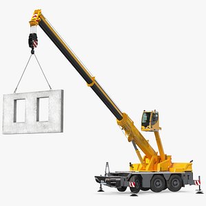 3D Mobile Crane Liebherr Working Rigged