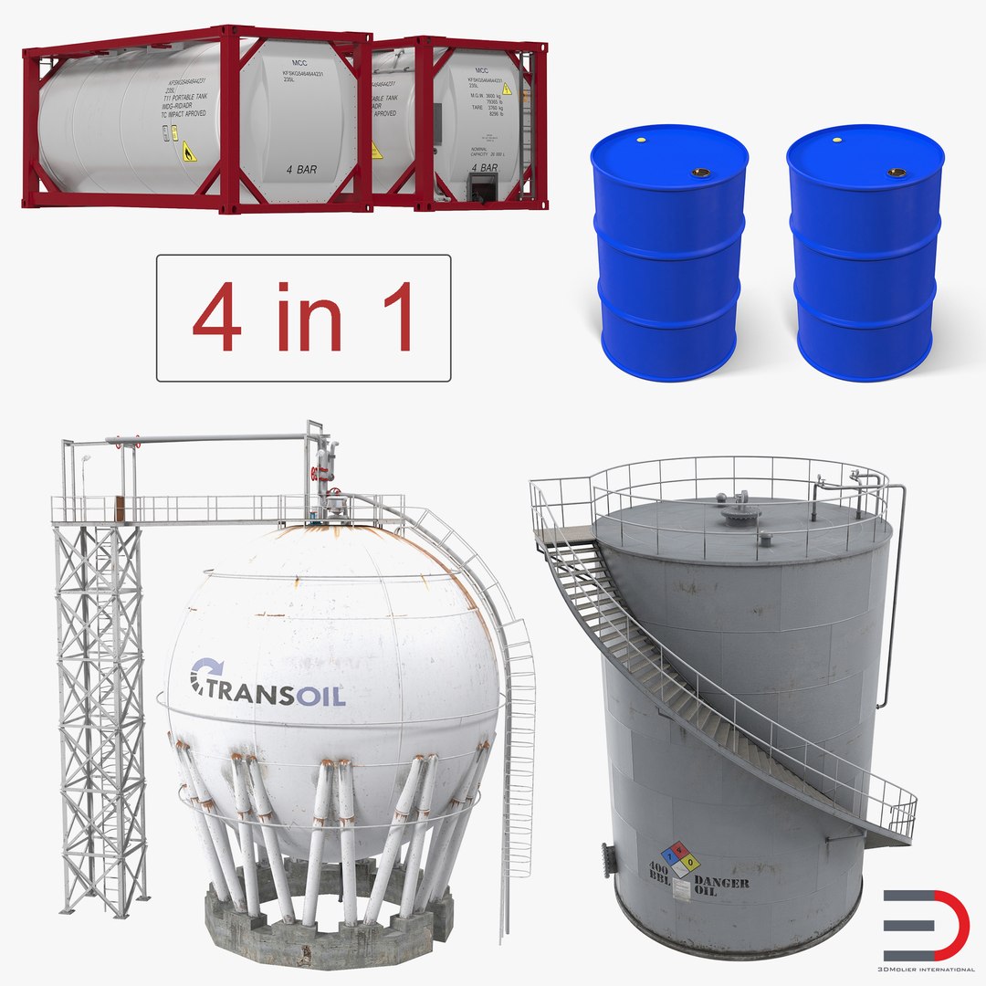 Oil Storage Tanks 3D Models Collection 3D model preview