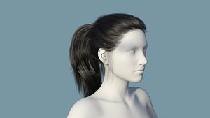 Realistic Female Polygon Long Black Hair 39 3D model