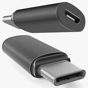 Magnetic USB C Charging Adapter Graphite 3D model