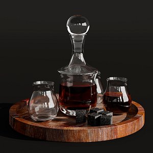 3D Cocktail decor set 6 whiskey 1 model
