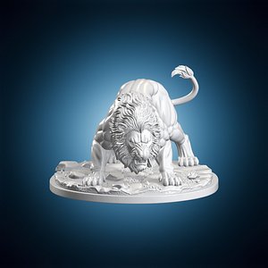 3D Lion Prowling Battle 3D Print Model