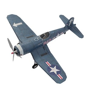 Vought F4U Corsair lowpoly WW2 fighter 3D model