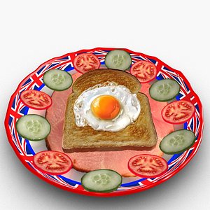 Eggs on toast 3D