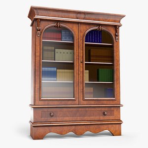 3D victorian wallnut bookcase model