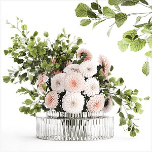 3D model Bouquet Flowers Branches Leaves Chrysanthemum 633