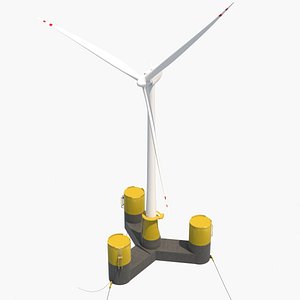 3D model Floating wind turbine - Semi Sub Conrete