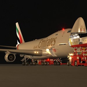 B 747-400F Emirates Loading Operation Scene