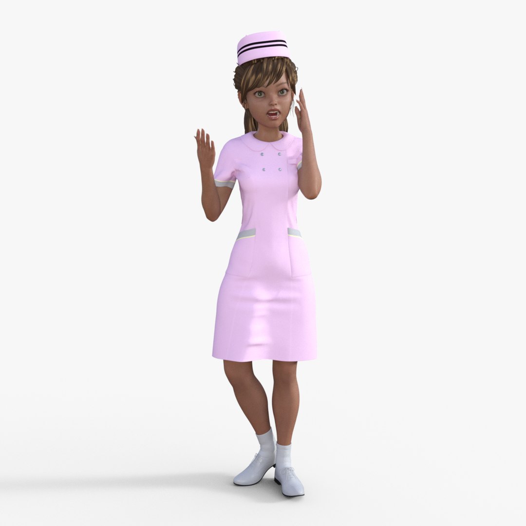 3d Cartoon Nurse Rigged Model Turbosquid 1968103