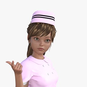3D Cartoon Nurse Rigged model