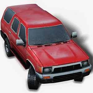 Old SUV Car -Red- - Low Poly Mobile Ready 3D model