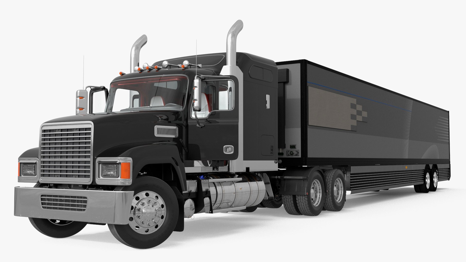 Semi Trucks with Trailer Generic Rigged Collection 3D model preview
