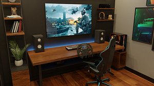 3D Modern Gaming Room Computer Room