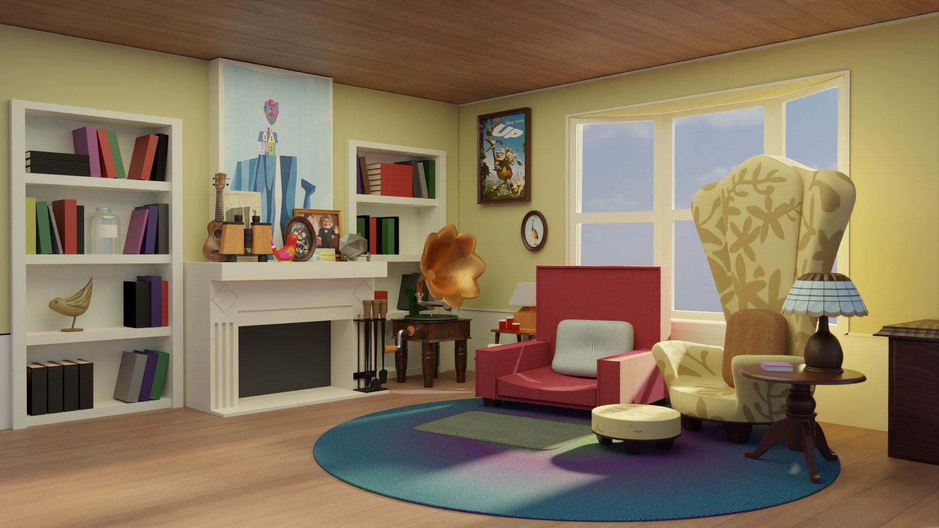Living Room Inspired By Animated Movie Stylized Interior Scene 3D Model ...