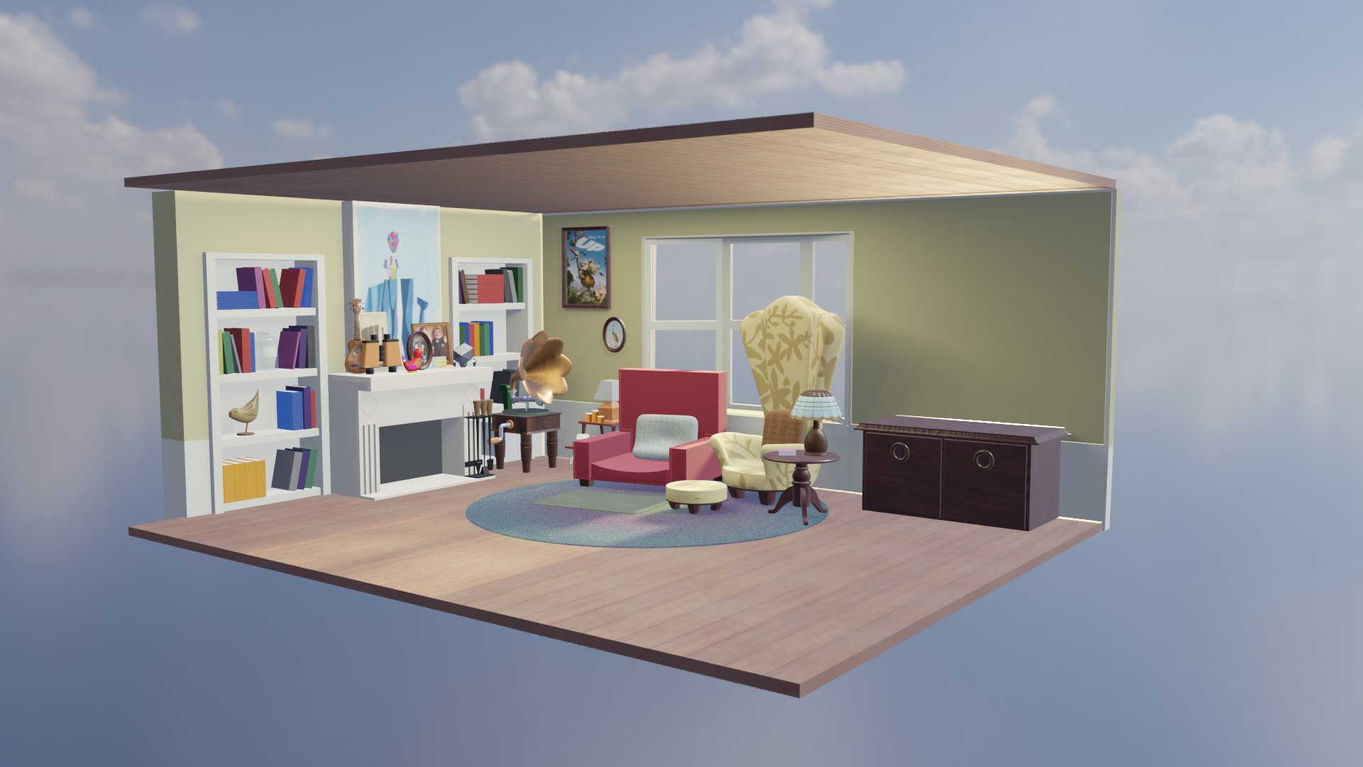 Living Room Inspired By Animated Movie Stylized Interior Scene 3D Model ...