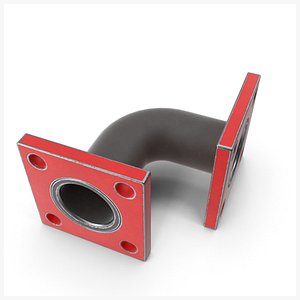 Double  Square Flange Steel Painted Red PBR 3D model