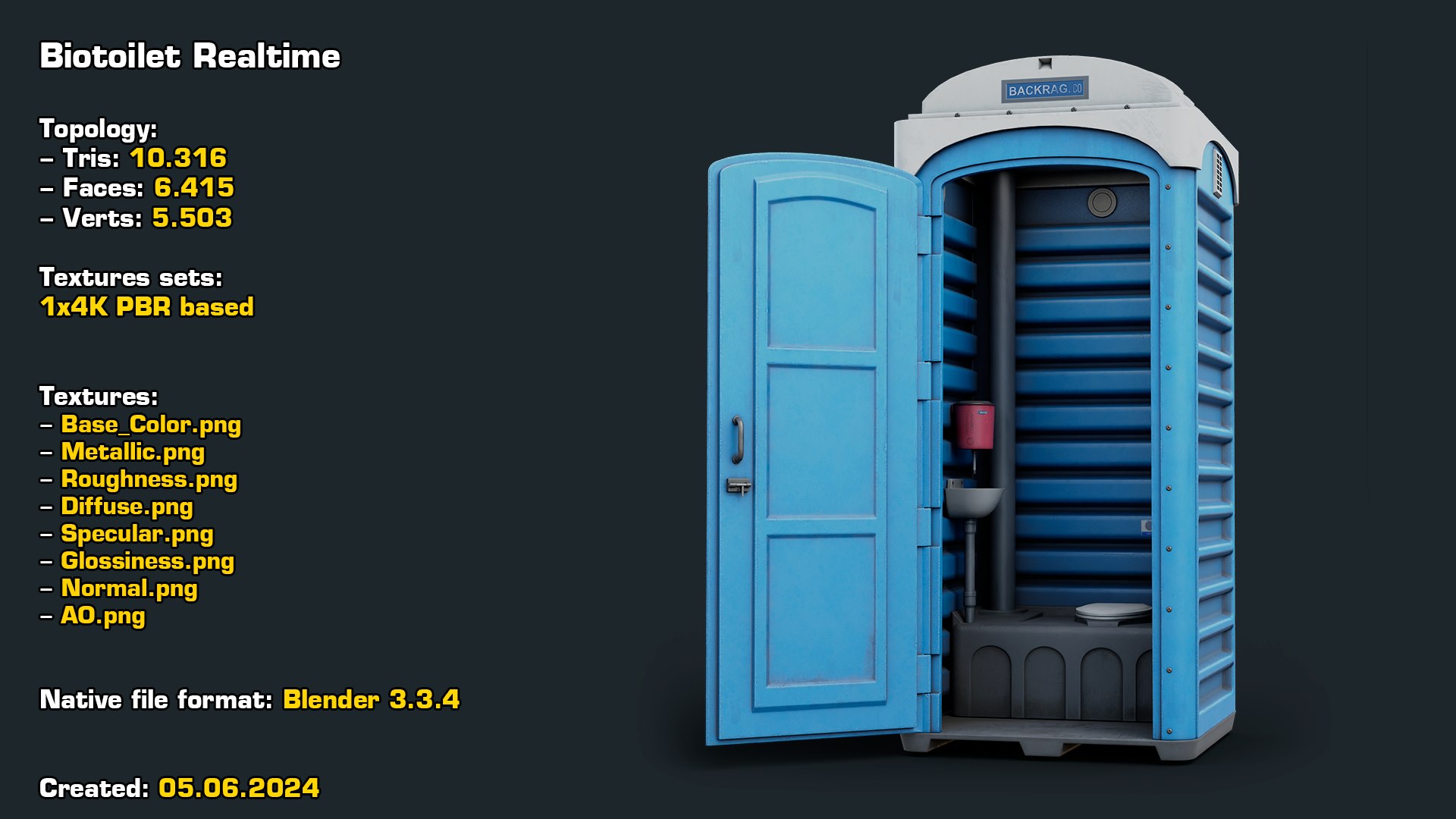 Biotoilet Realtime 3D https://p.turbosquid.com/ts-thumb/Cs/YNacAf/j6/stats/png/1717702068/1920x1080/fit_q87/489296447141b082a410e3feef1d5456c6684a8f/stats.jpg