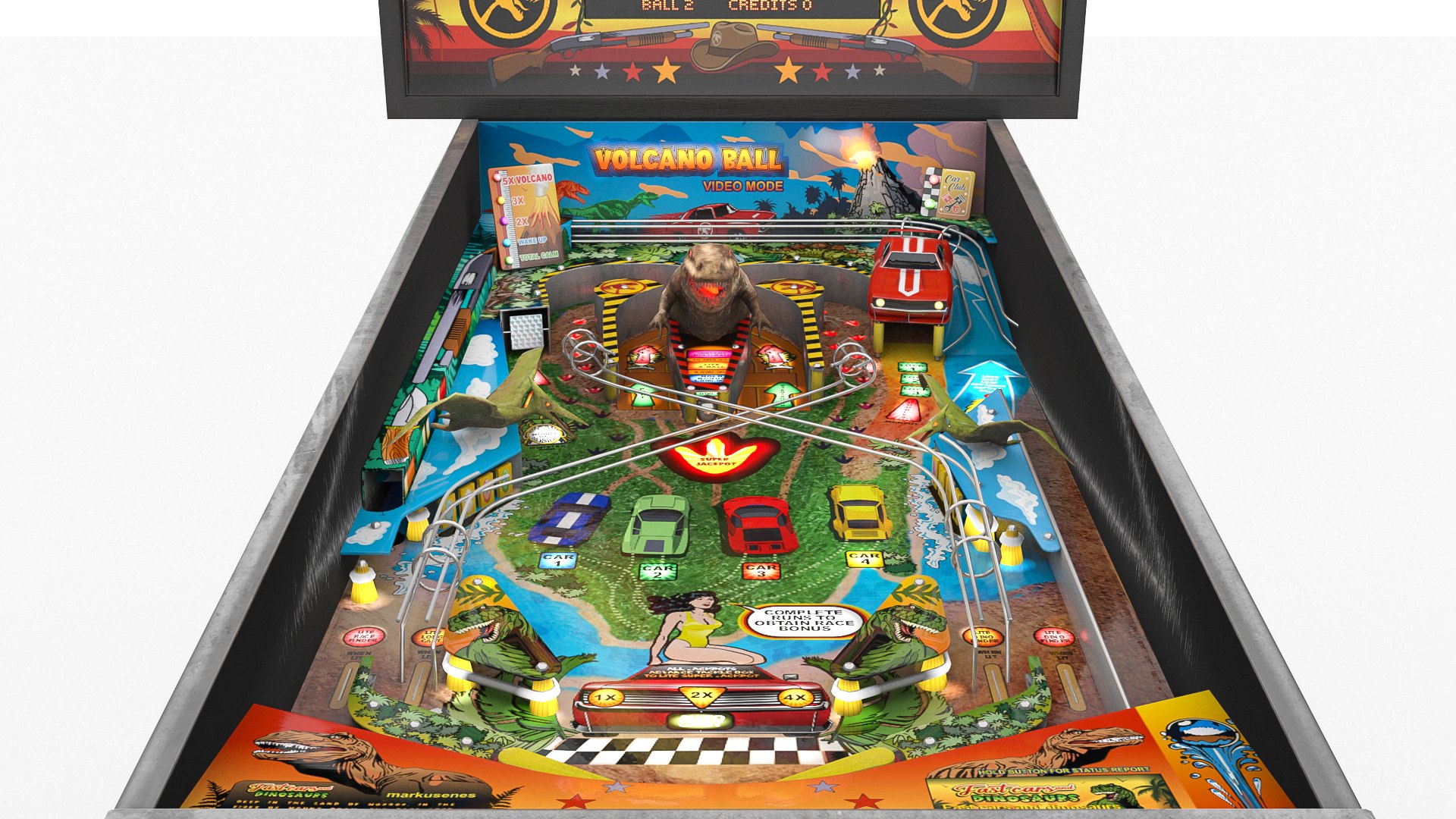 Fast Cars And Dinosaurs Pinball 3D Model - TurboSquid 1945677