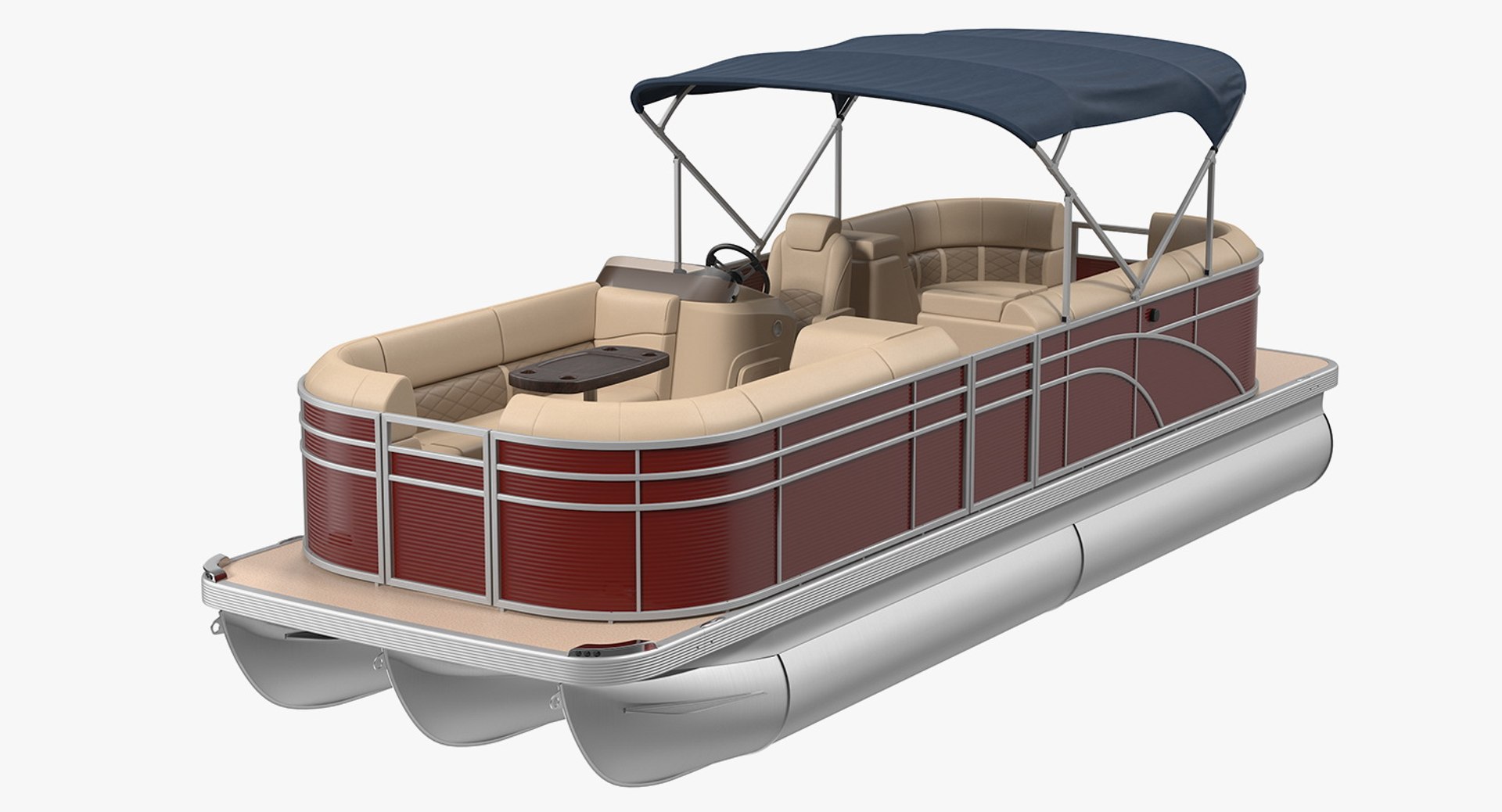 Pontoon Boat Trimaran Rigged 3D model preview