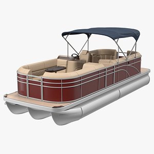 3D pontoon boat trimaran rigged model