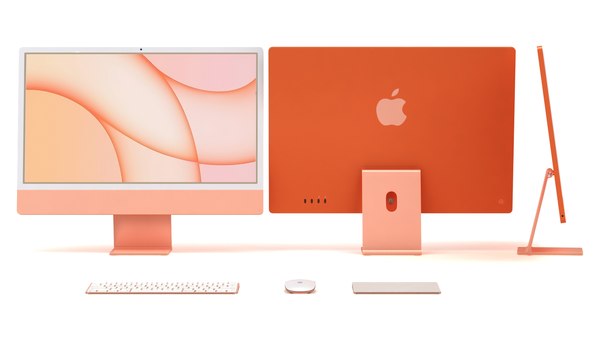 iMac24インチ2021オレンジキーボード-マウス-トラックパッド付き3D ...