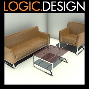 3d sofa armchair table model