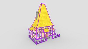 Medieval Building A03 Cartoon Purple - Scenery Backdrop House 3D model