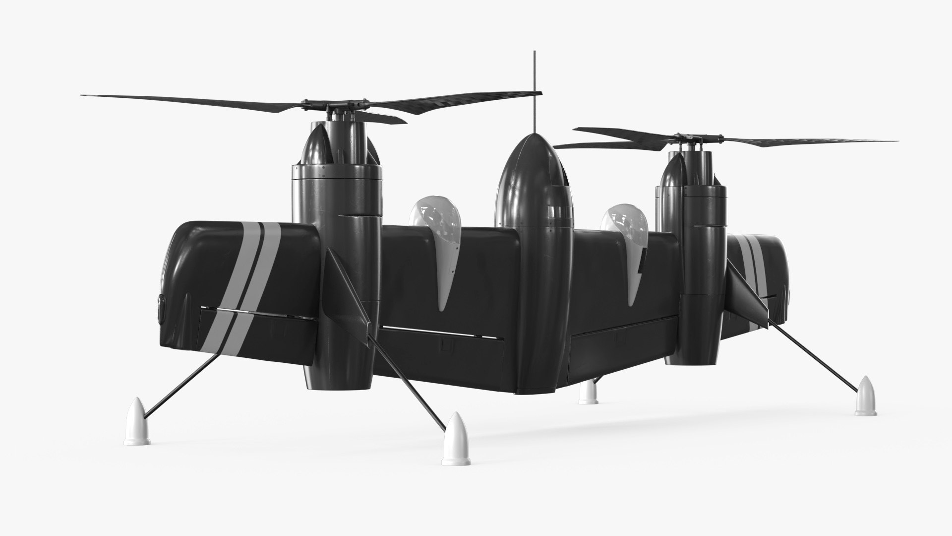 Prototype UAV Rotor Wing Technology Black Rigged 3D model preview