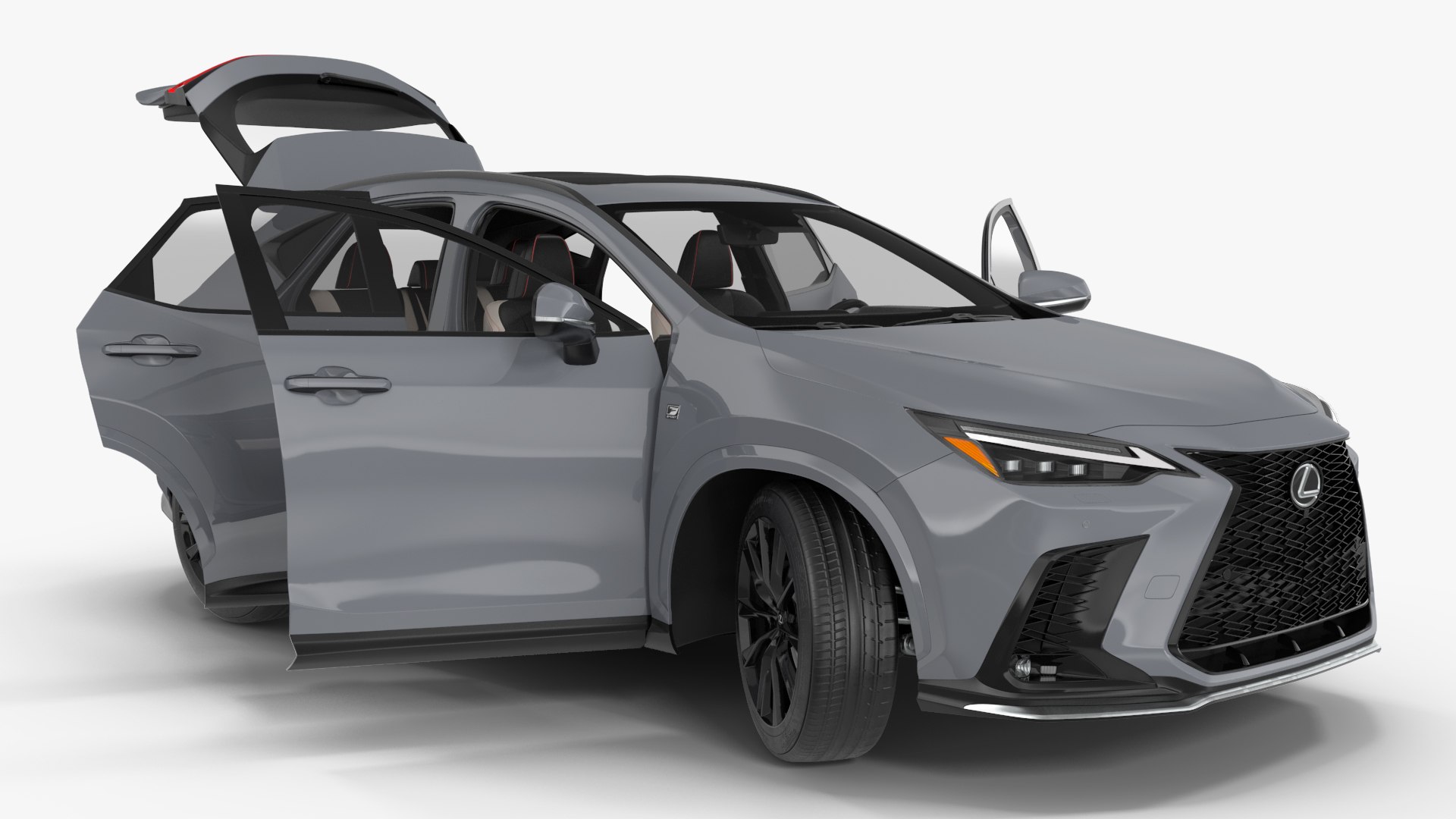 New 2024 Lexus NX Hybrid Grey Rigged for Cinema 4D 3D model preview