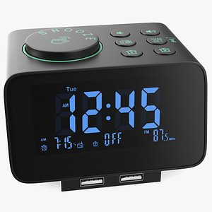Dual Digital Alarm Clock Radio Plastic