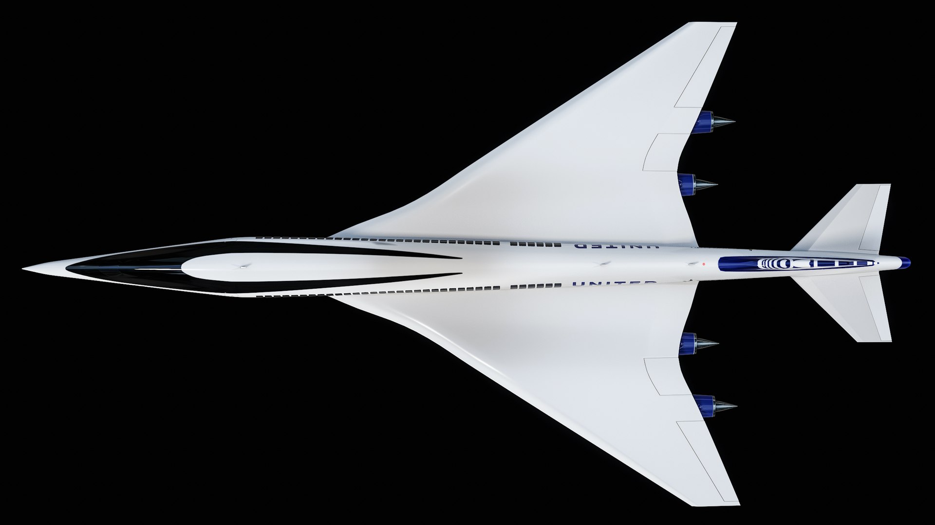 Boom Overture Supersonic Plane United Airlines Edition PBR 3D Model ...