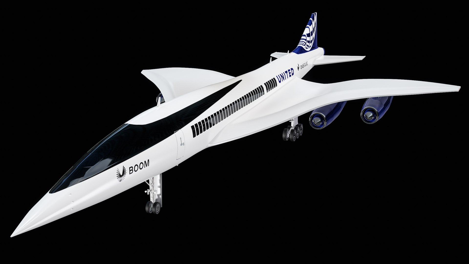 Boom Overture Supersonic Plane United Airlines Edition PBR 3D Model ...