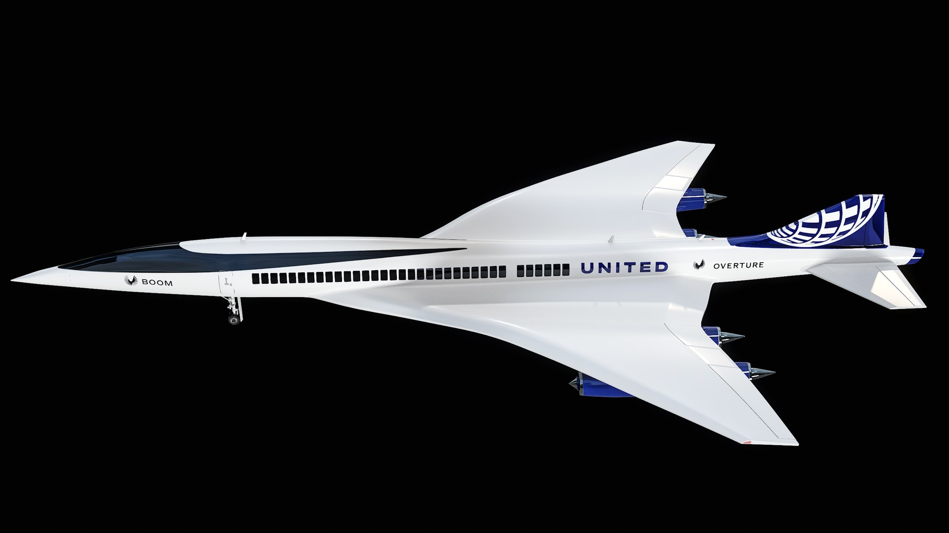 Boom Overture Supersonic Plane United Airlines Edition PBR 3D Model ...