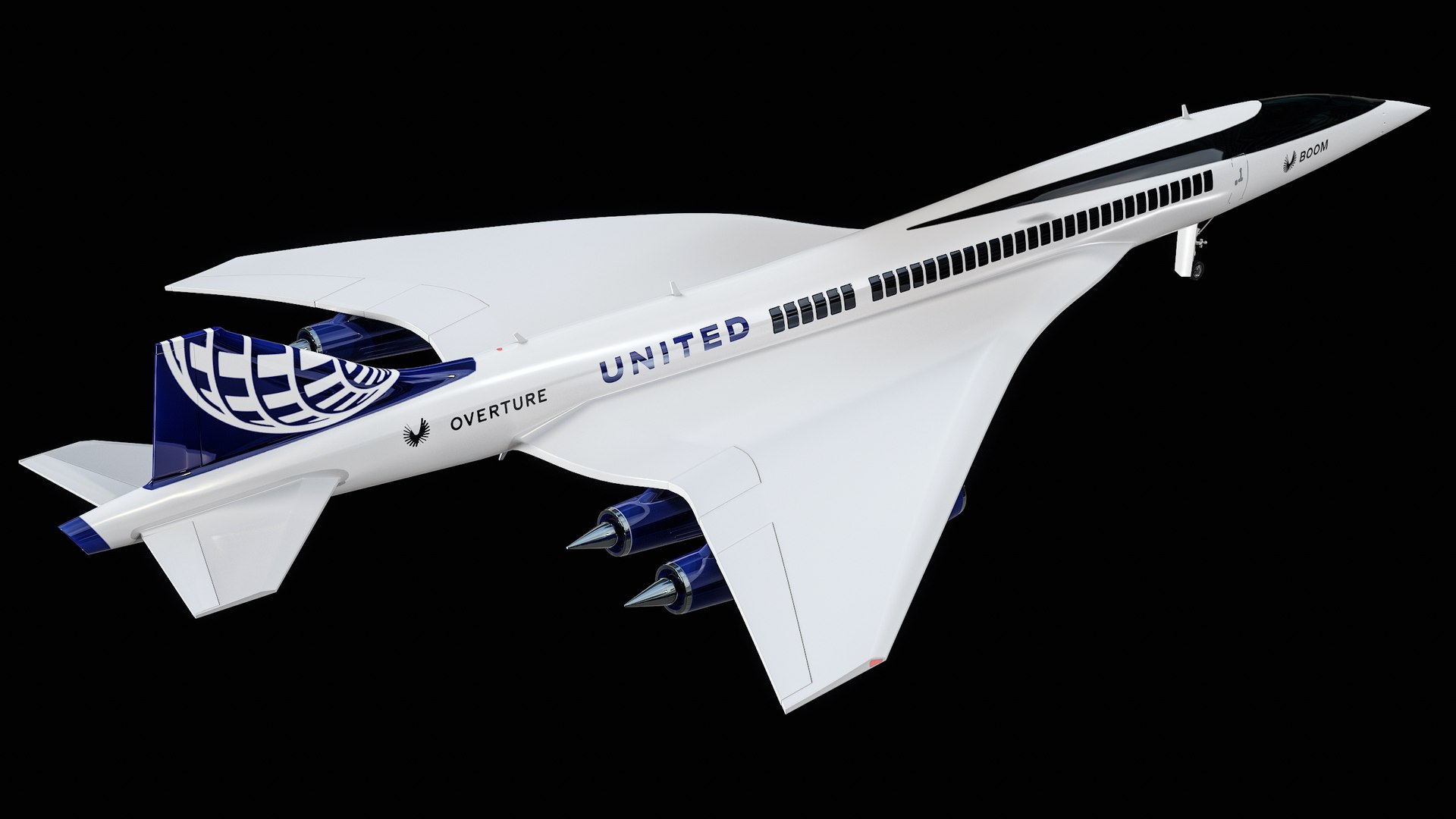 Boom Overture Supersonic Plane United Airlines Edition PBR 3D Model ...