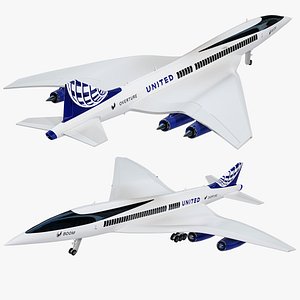 Boom Overture Supersonic Plane United Airlines Edition PBR