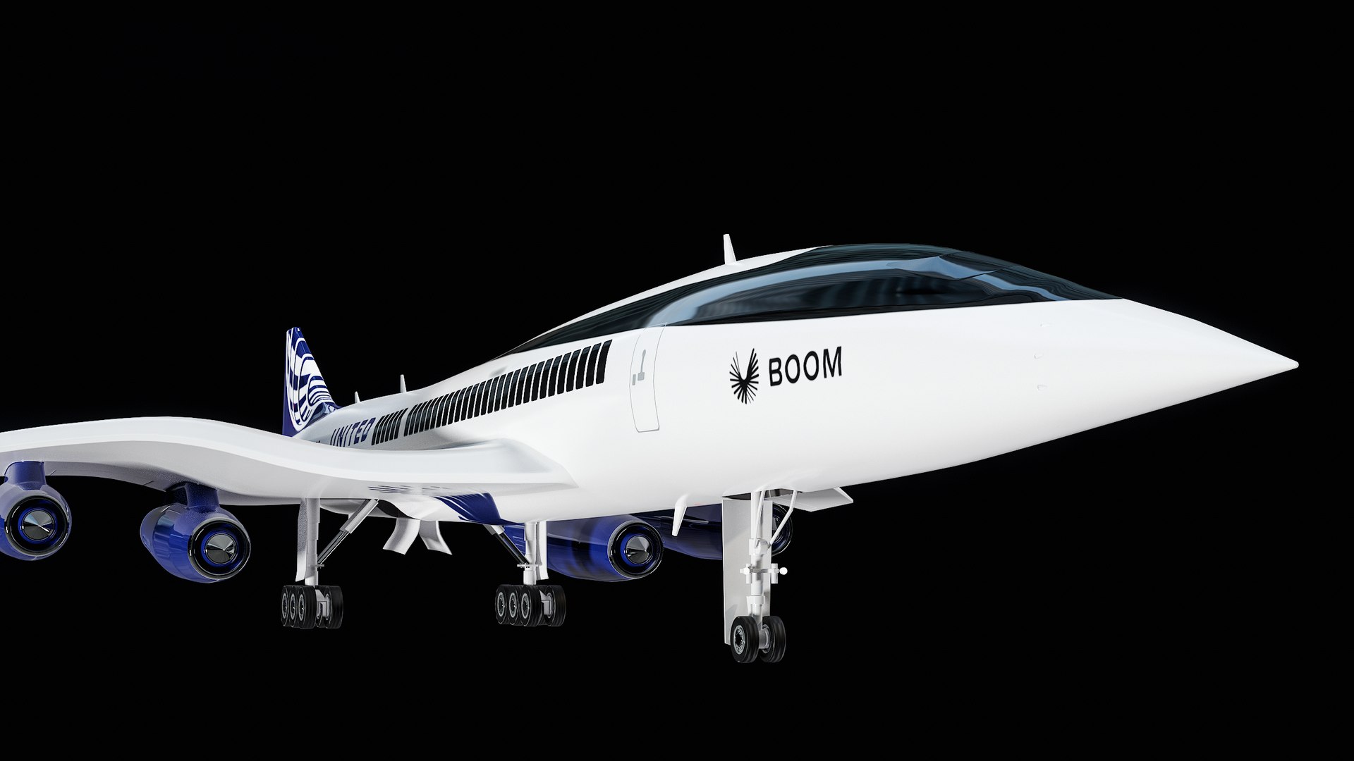Boom Overture Supersonic Plane United Airlines Edition PBR 3D Model ...