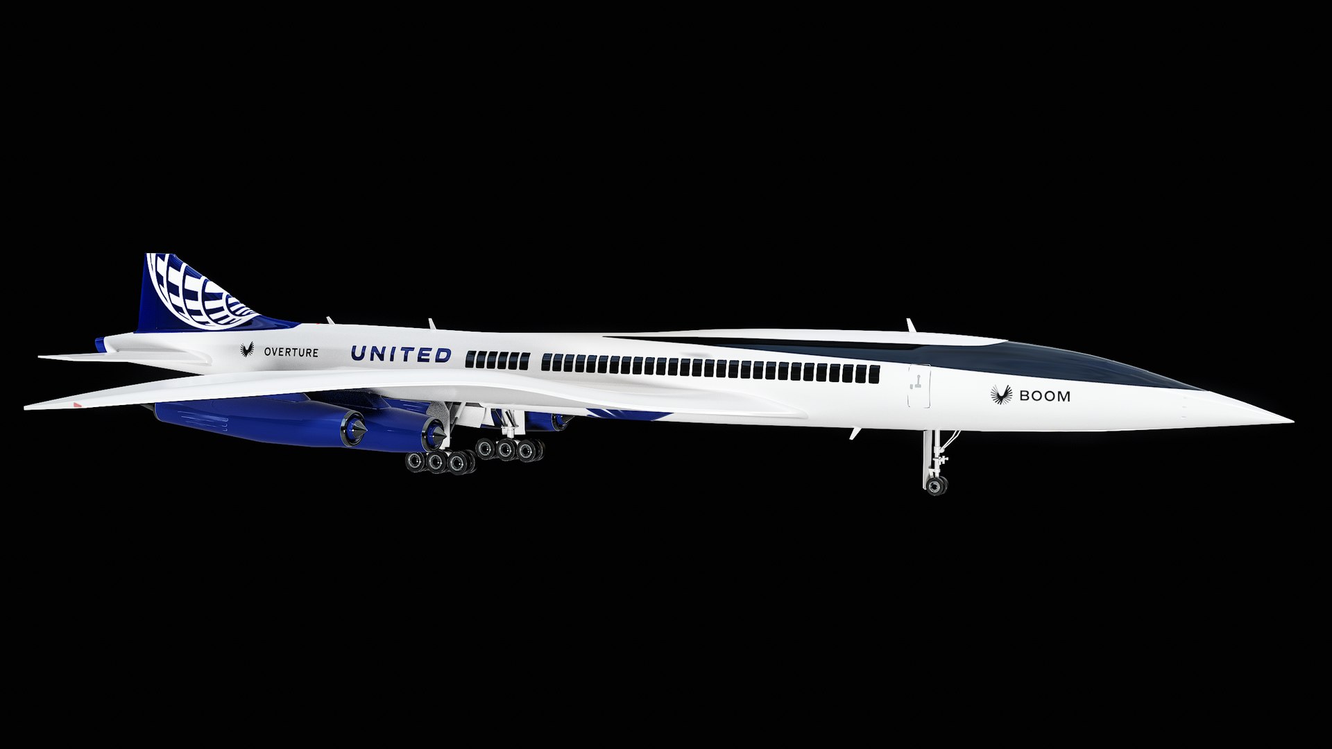 Boom Overture Supersonic Plane United Airlines Edition PBR 3D Model ...