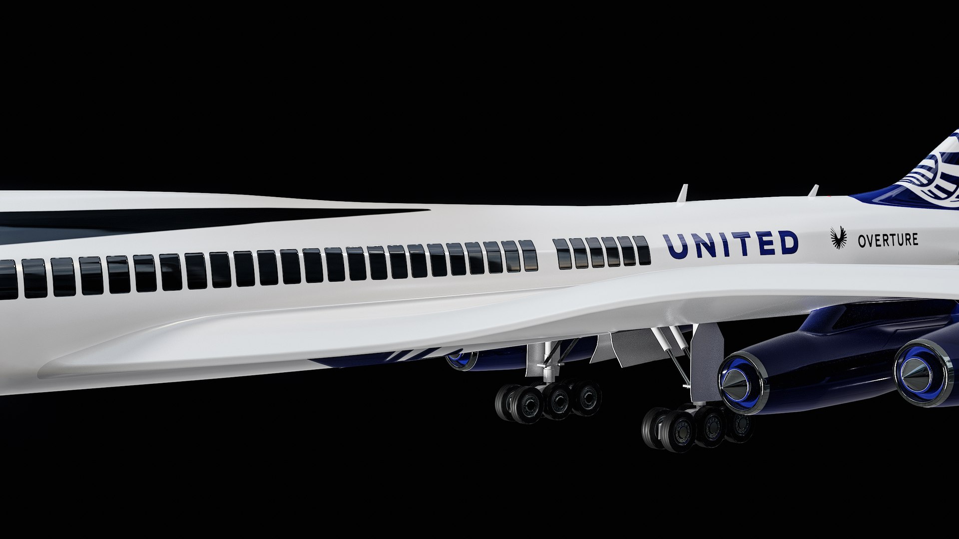 Boom Overture Supersonic Plane United Airlines Edition PBR 3D Model ...