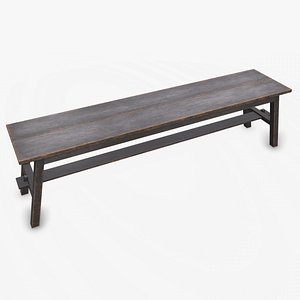 Medieval Wooden Bench Low-poly PBR